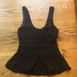 Anthropologie Ganni lace black peplum top S